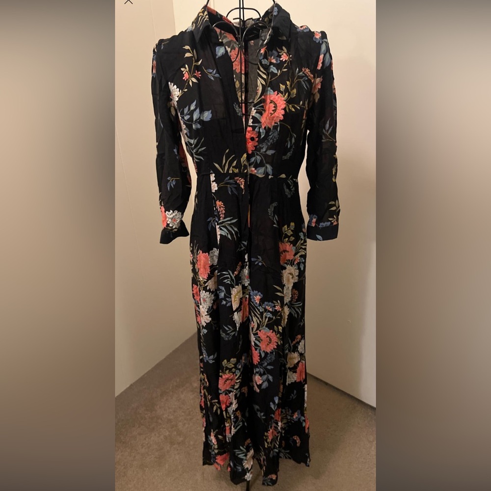 Zara Floral Maxi Dress - Black and Red